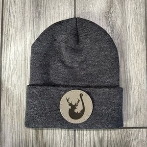 Laser engraved patch beanie. Deer.